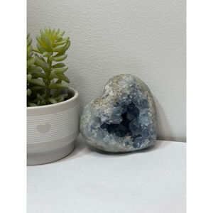 Blue Celestite Geode Heart Crystal